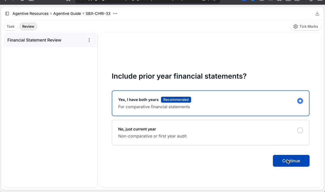 Upload the prior- and current-year statements