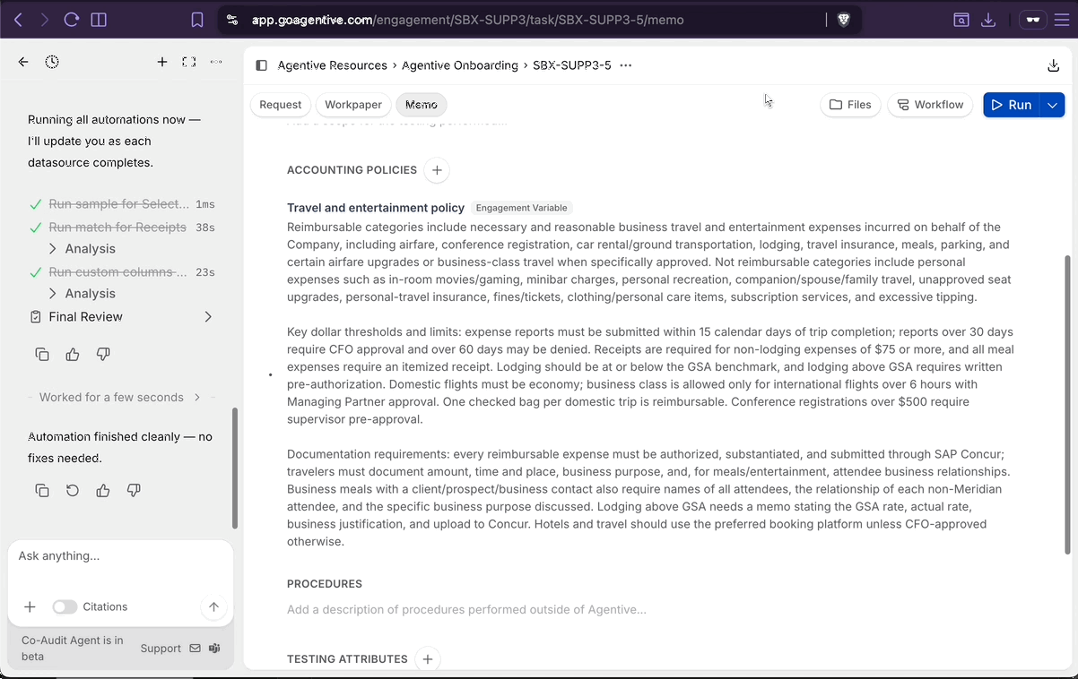 Add T&E policy testing attribute